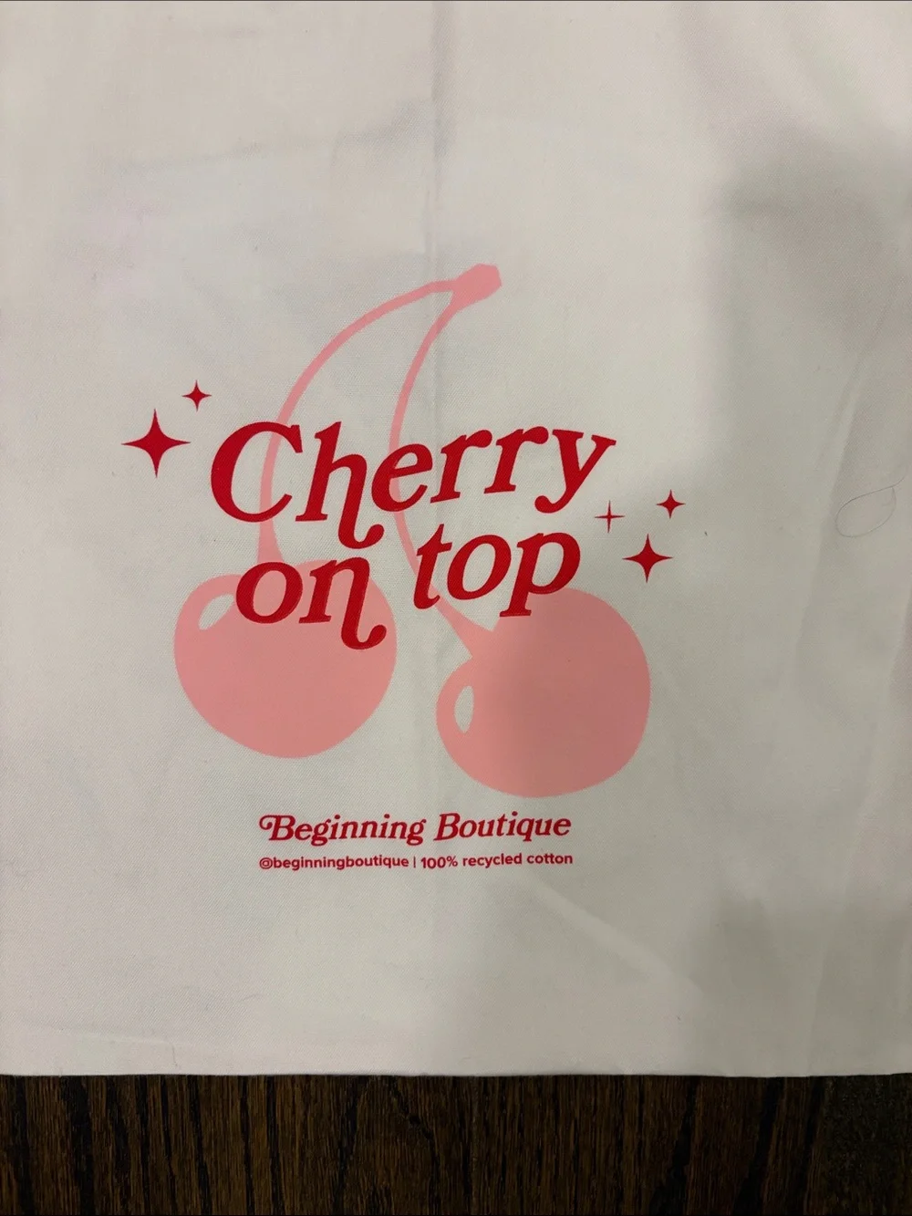 Beginning Boutique 'Cherry on Top' White Canvas Tote